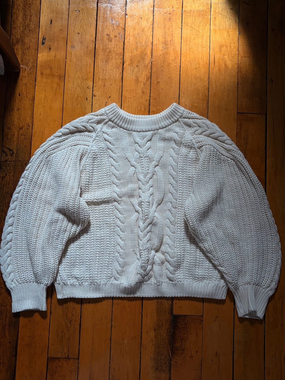 Free People Cream Cable Knit Sweater